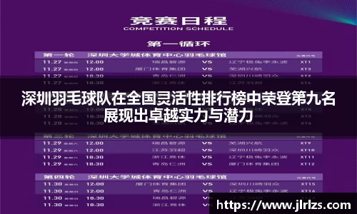 深圳羽毛球队在全国灵活性排行榜中荣登第九名展现出卓越实力与潜力